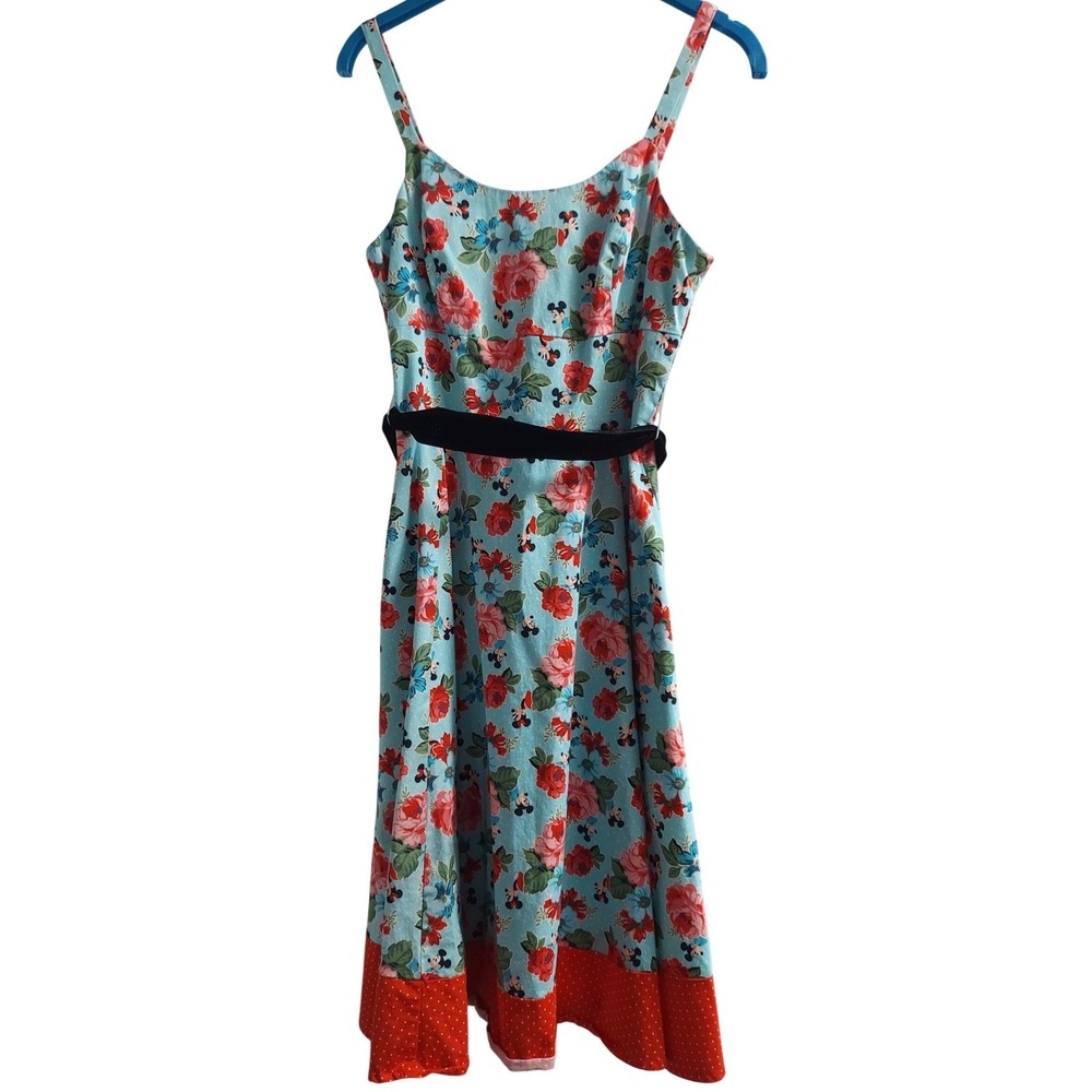 Disney Parks The Dress Shop Minnie Mouse Floral Blue Red Retro Dress Small